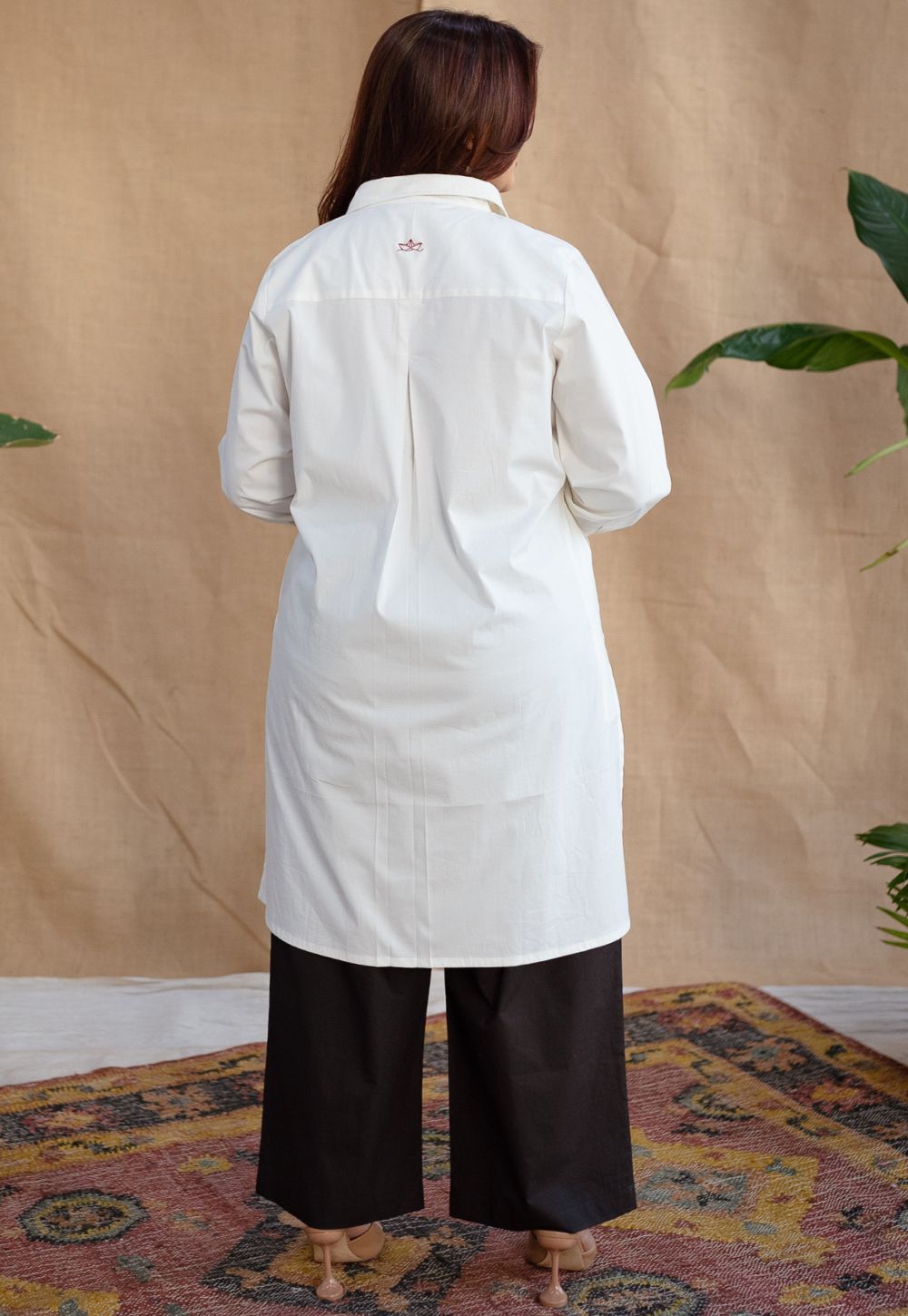 TIECO DyeVerse - White Poplin Cotton Embroidered Kurta