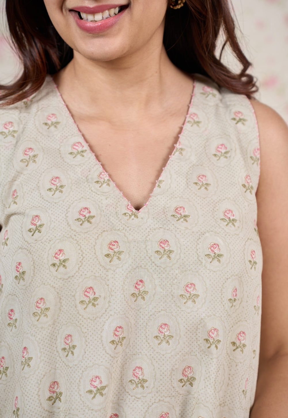 Leah Grey Sanganeri Mul Cotton A Line Dress