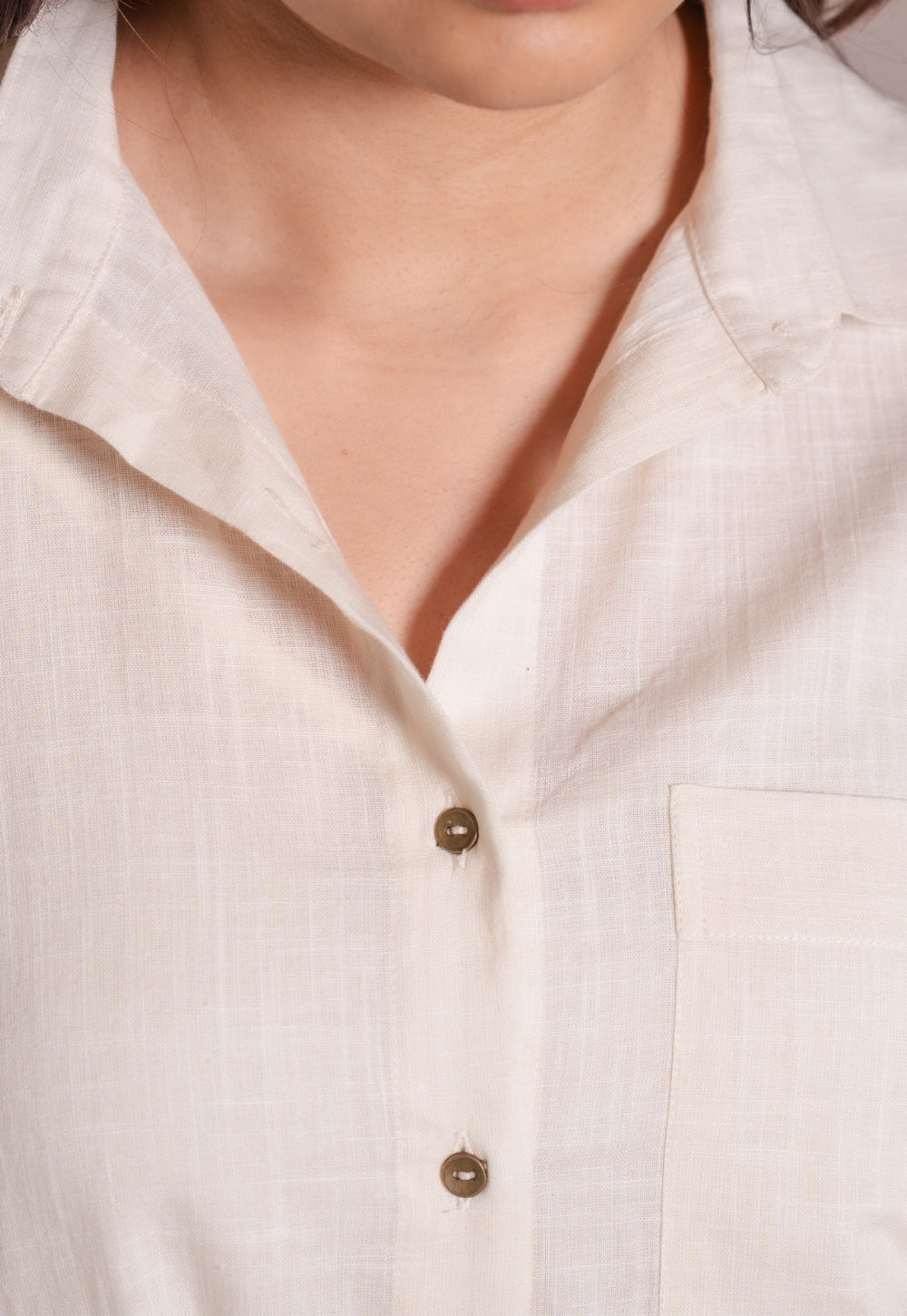 Off White Solid Slub Cotton Straight Kurta - DyeVerse