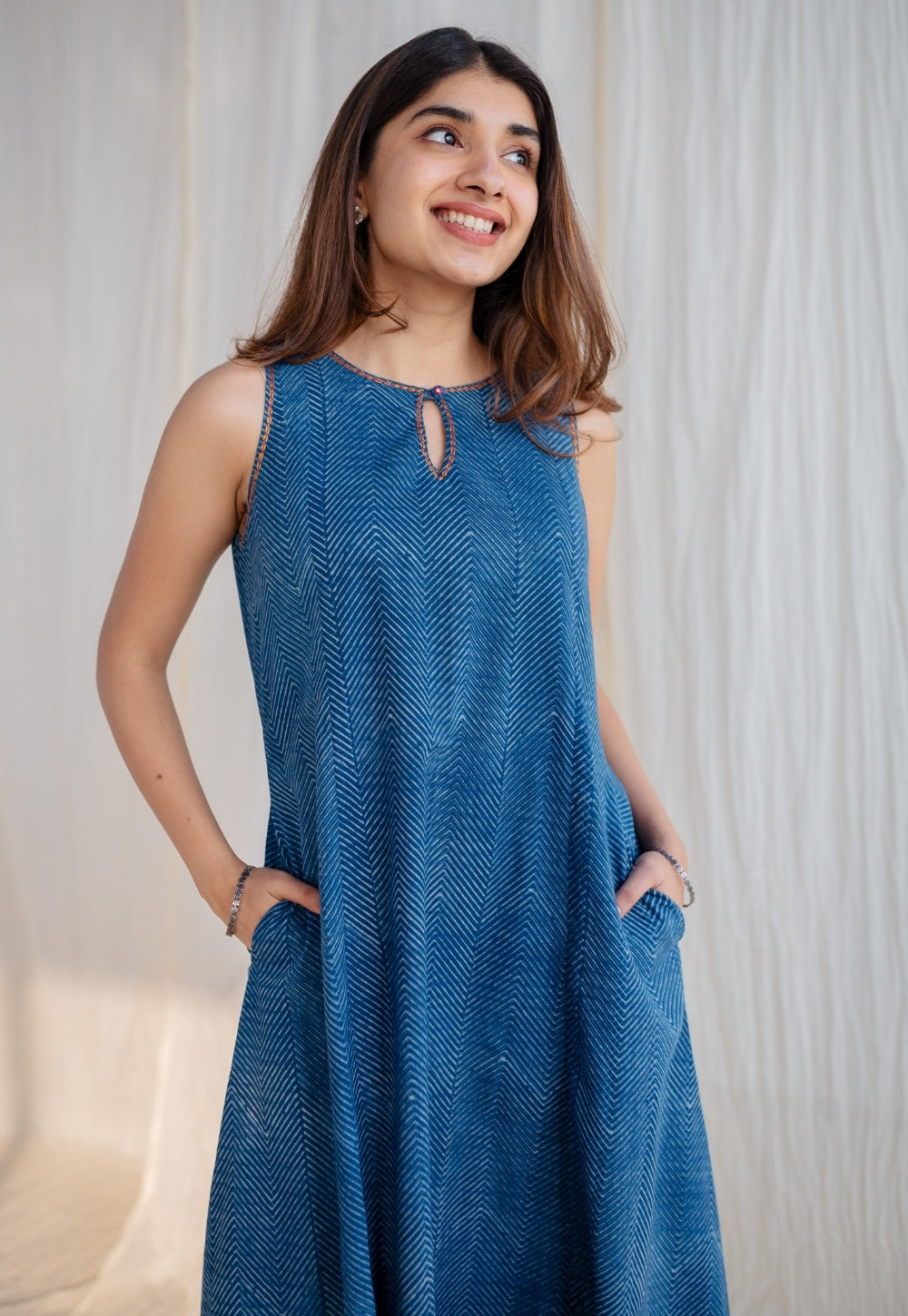 Nafrin Dabu Cotton Hand Embroidered Dress