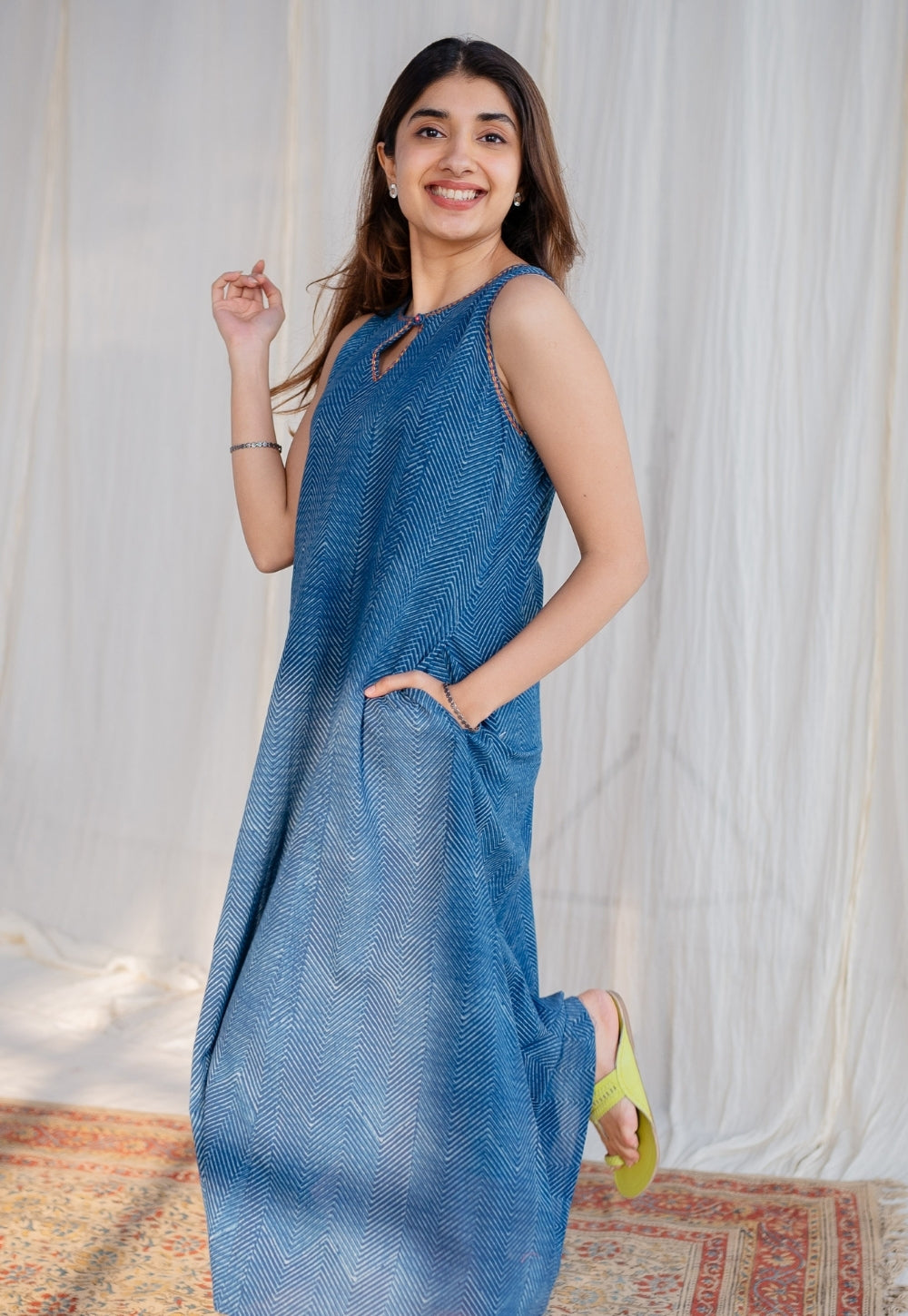 Nafrin Dabu Cotton Hand Embroidered Dress