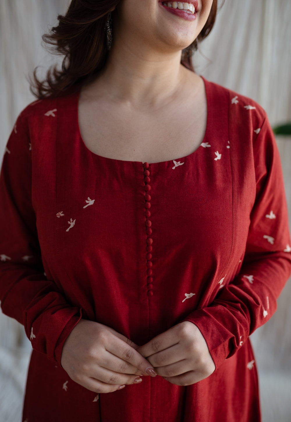 Jaipur Ajrakh Cotton Red Kali Kurta
