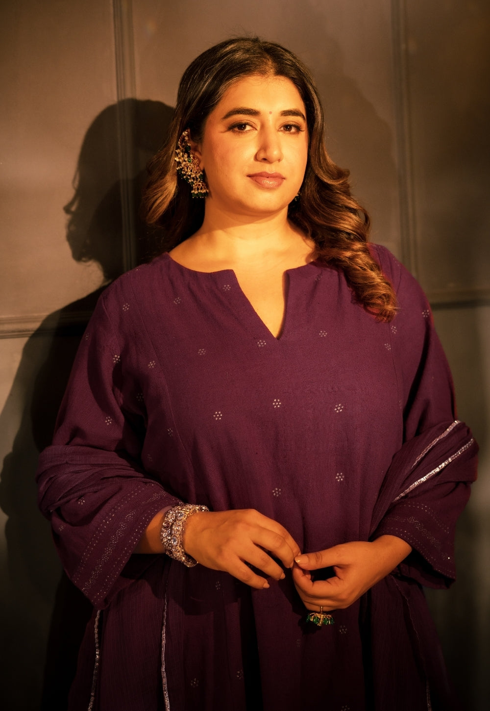 Malika Red Rogan Handblock Printed Cotton Flex Suit Set (Set of 3)
