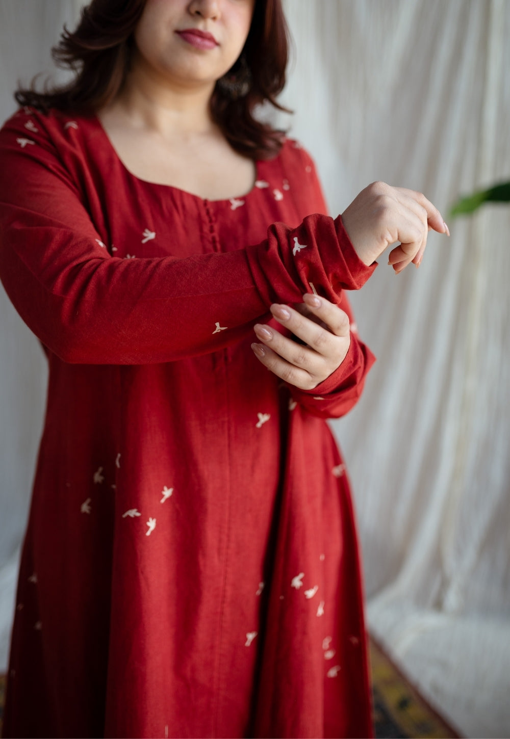 Jaipur Ajrakh Cotton Red Kali Kurta