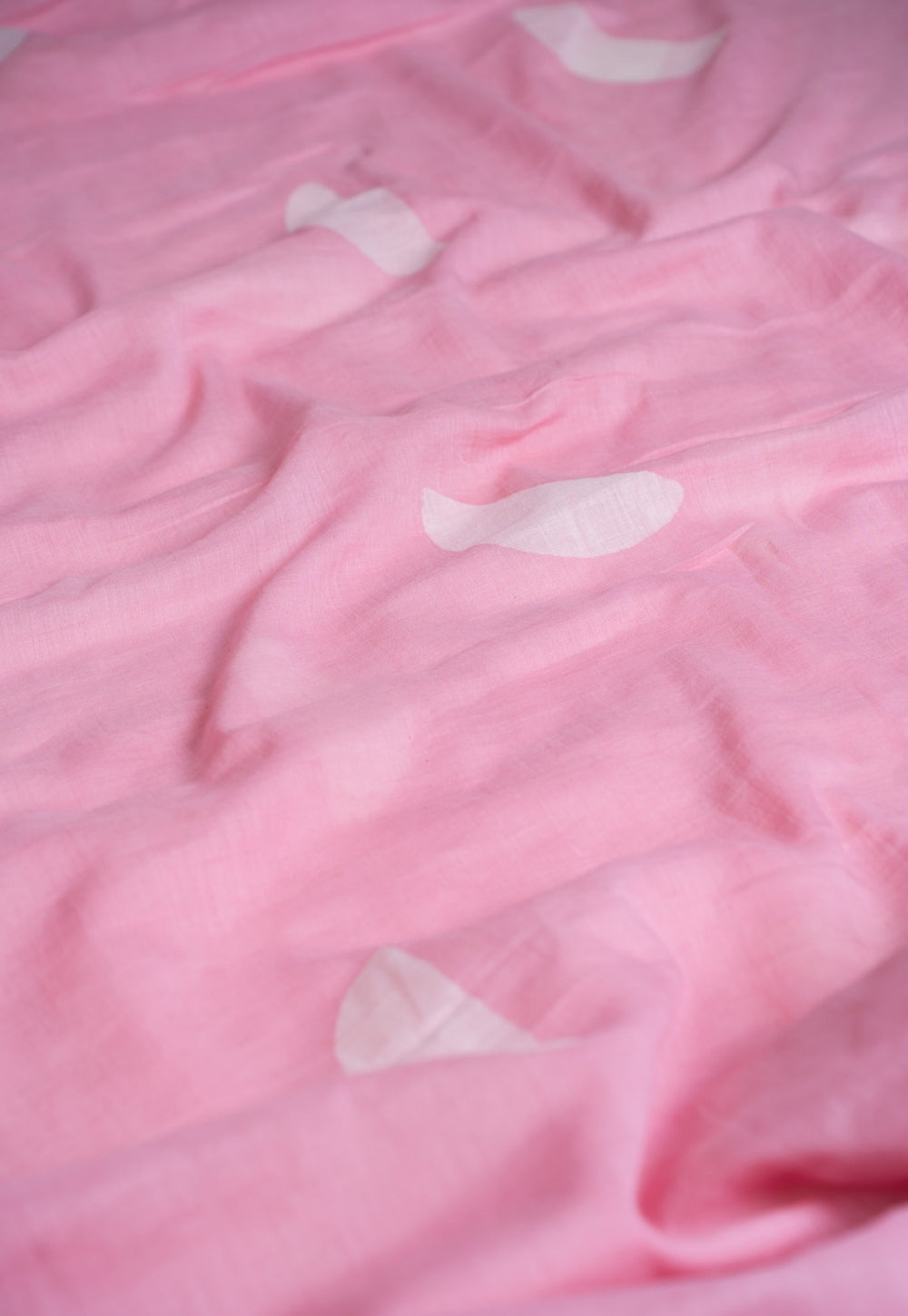 Pink Semi Circle Batik Handblock Printed Mul Fabric