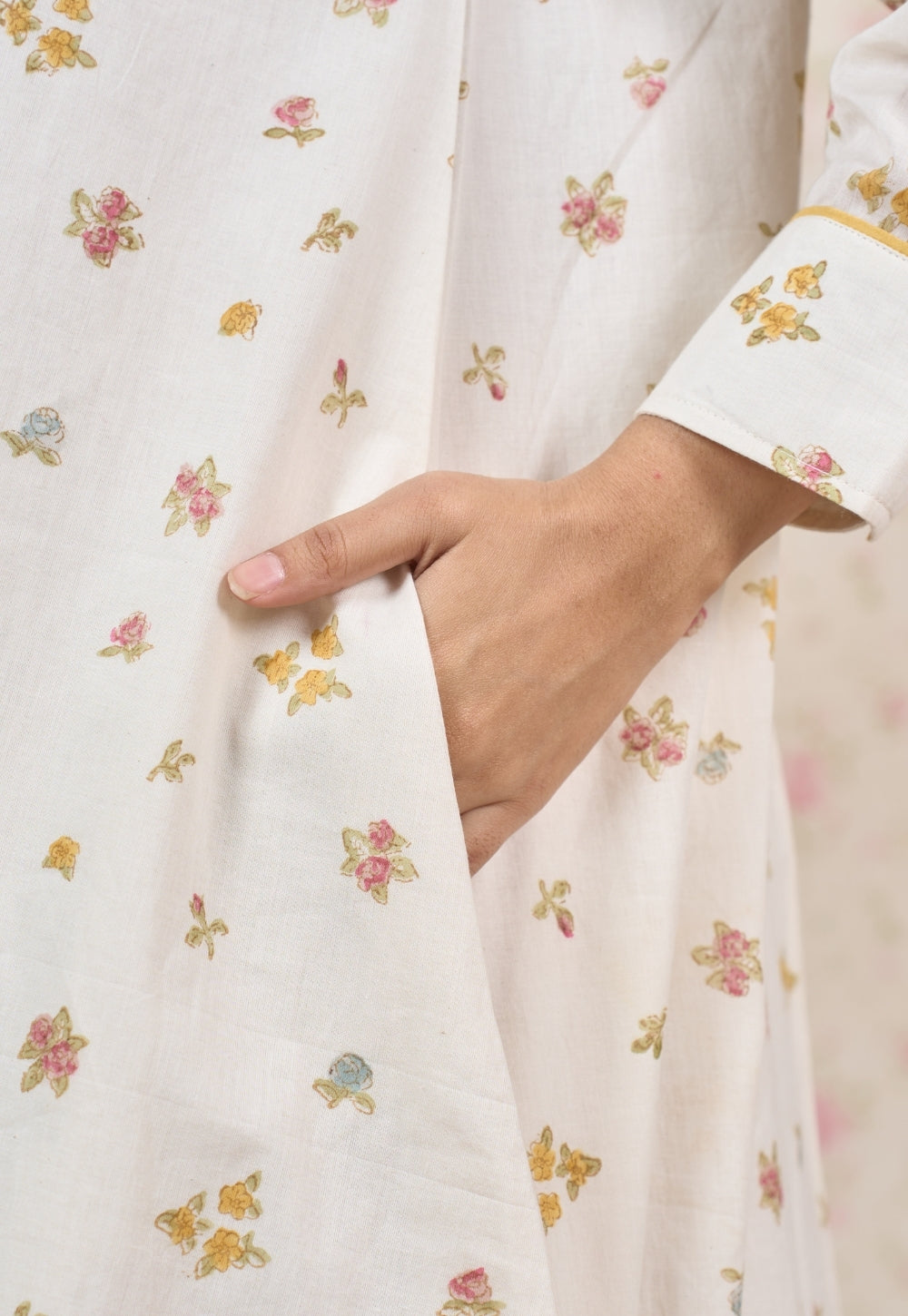 Stella White Sanganeri Mul Cotton A Line Dress