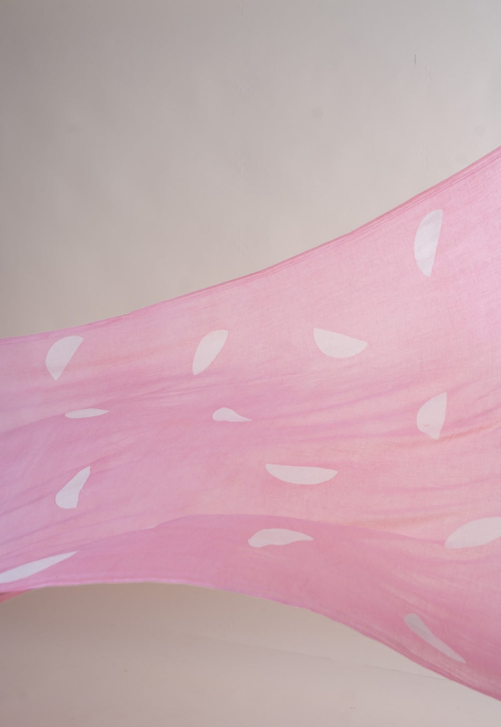 Pink Semi Circle Batik Handblock Printed Mul Fabric