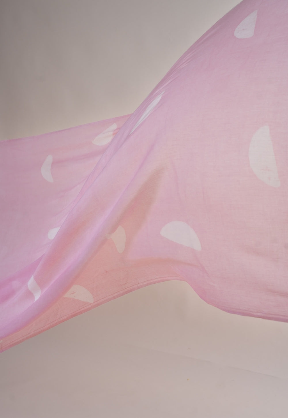 Pink Semi Circle Batik Handblock Printed Mul Fabric