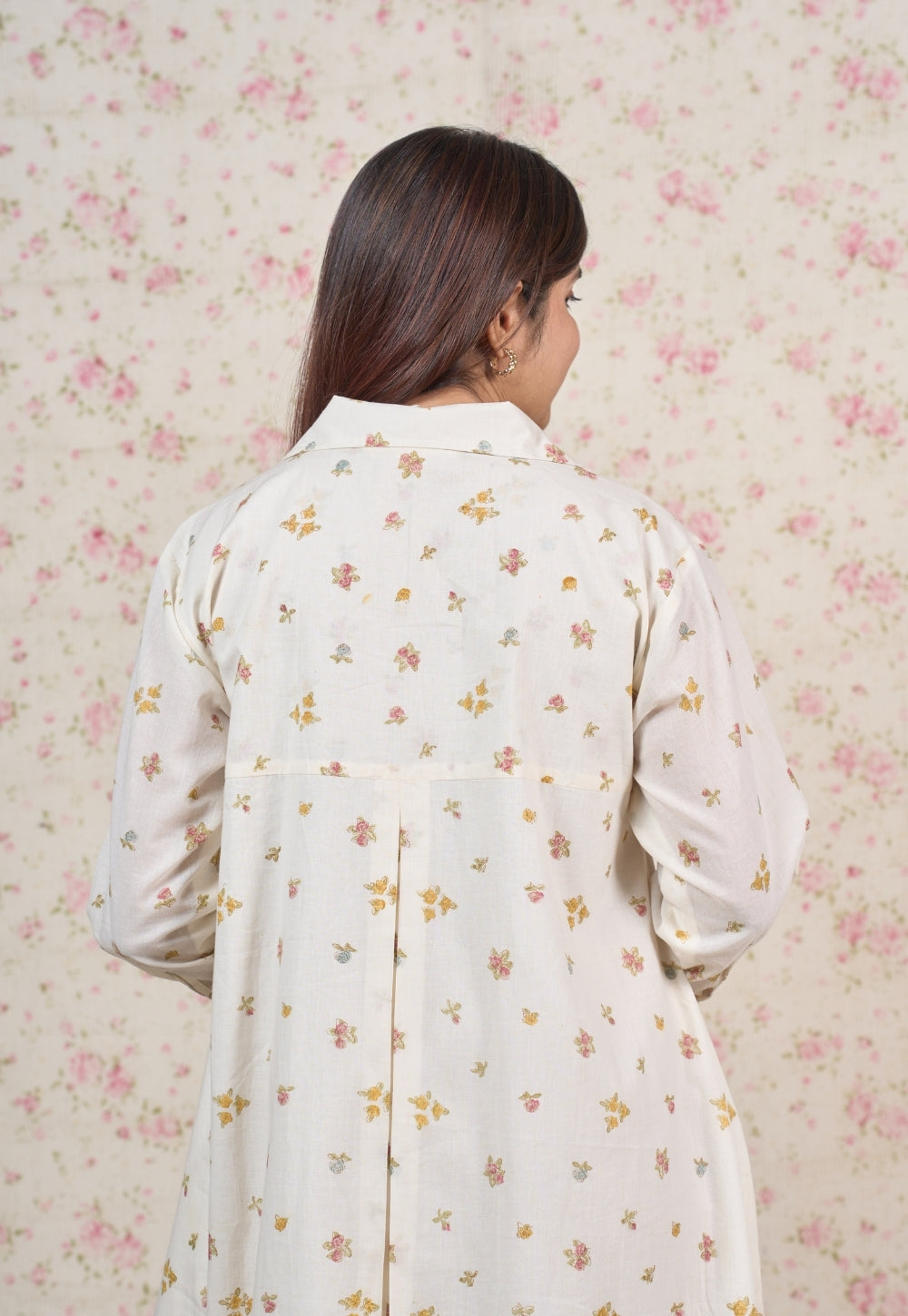 Stella White Sanganeri Mul Cotton A Line Dress