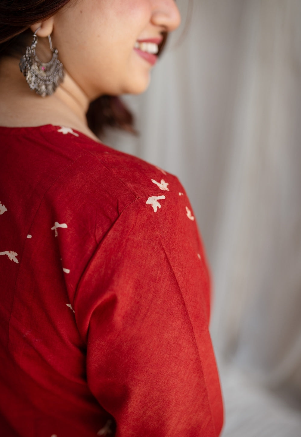Jaipur Ajrakh Cotton Red Kali Kurta