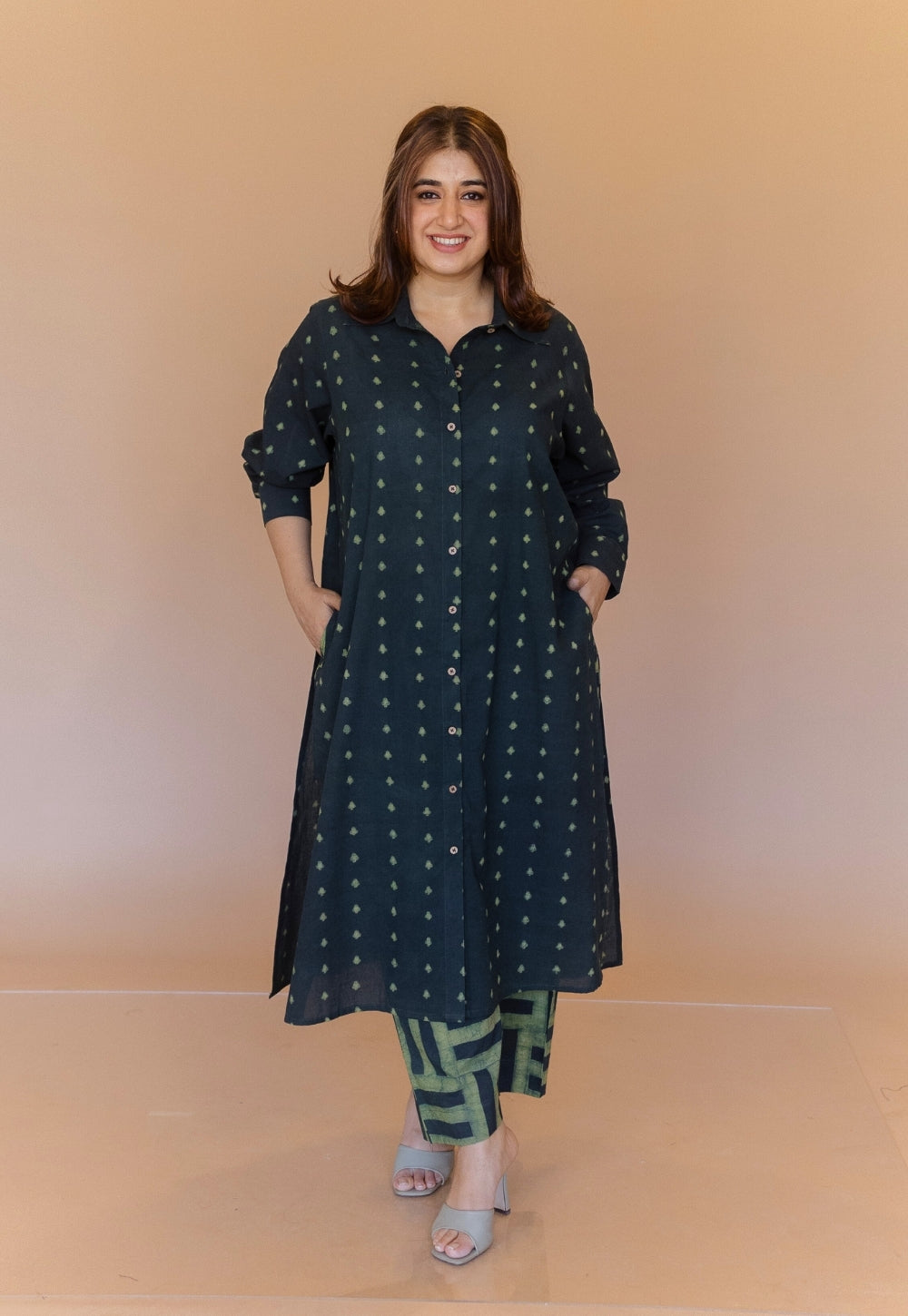 Anya Green Dabu Cotton Anti-Fit Kurta