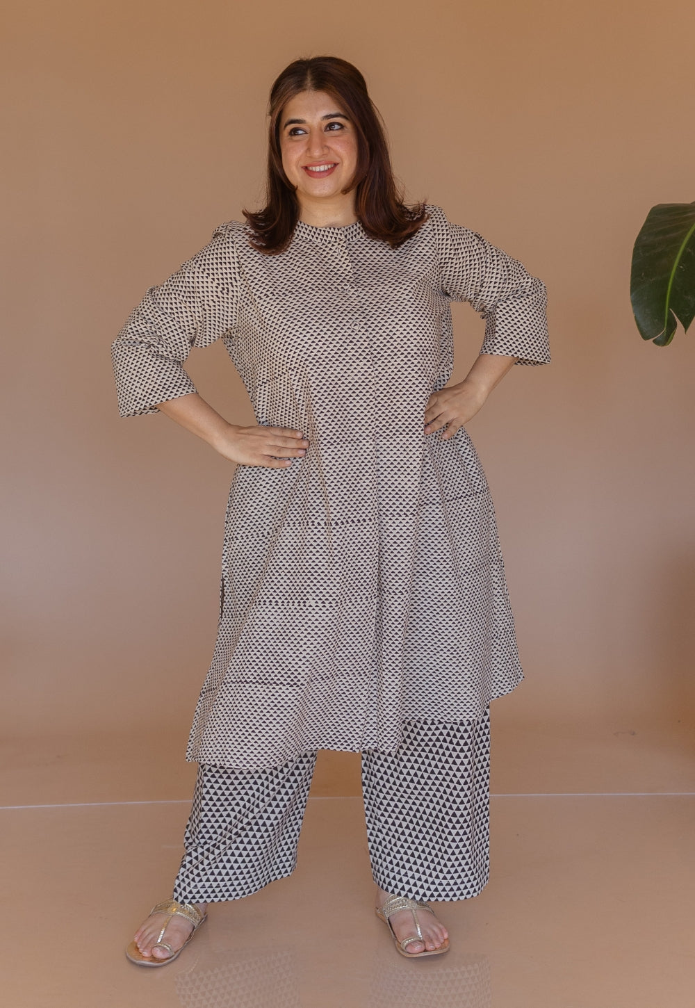 Ayaat Off White Bagru Cotton Anti-Fit Co-Ord Set