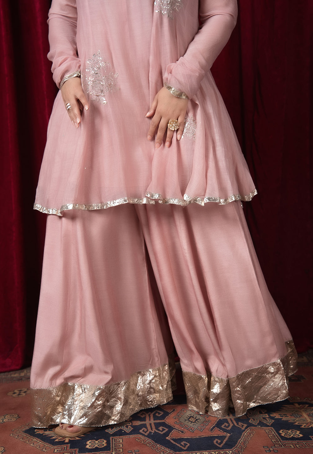 Ira Pink Solid Muslin Kali Sharara