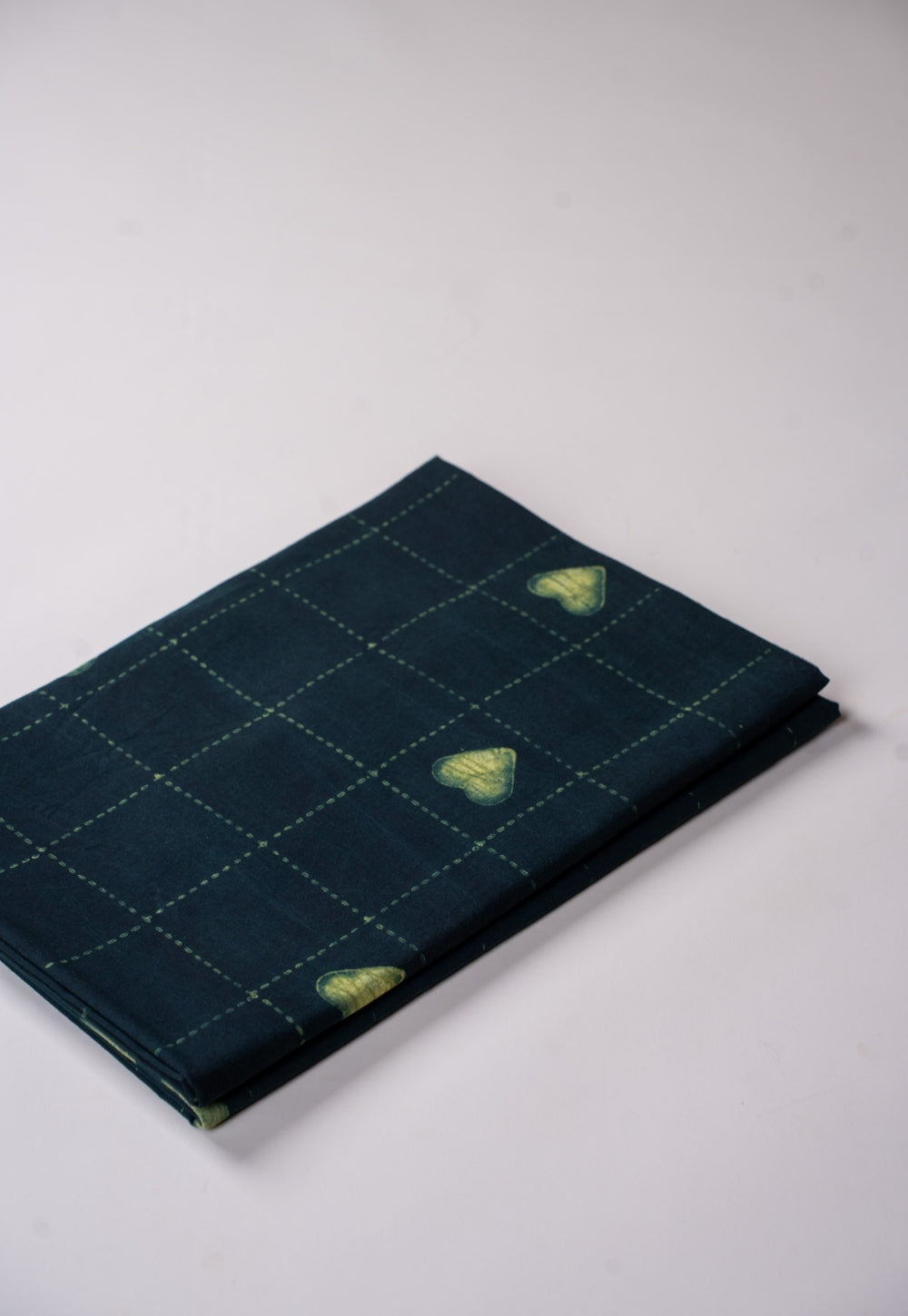Green Geometric Dabu Handblock Printed Cotton Fabric