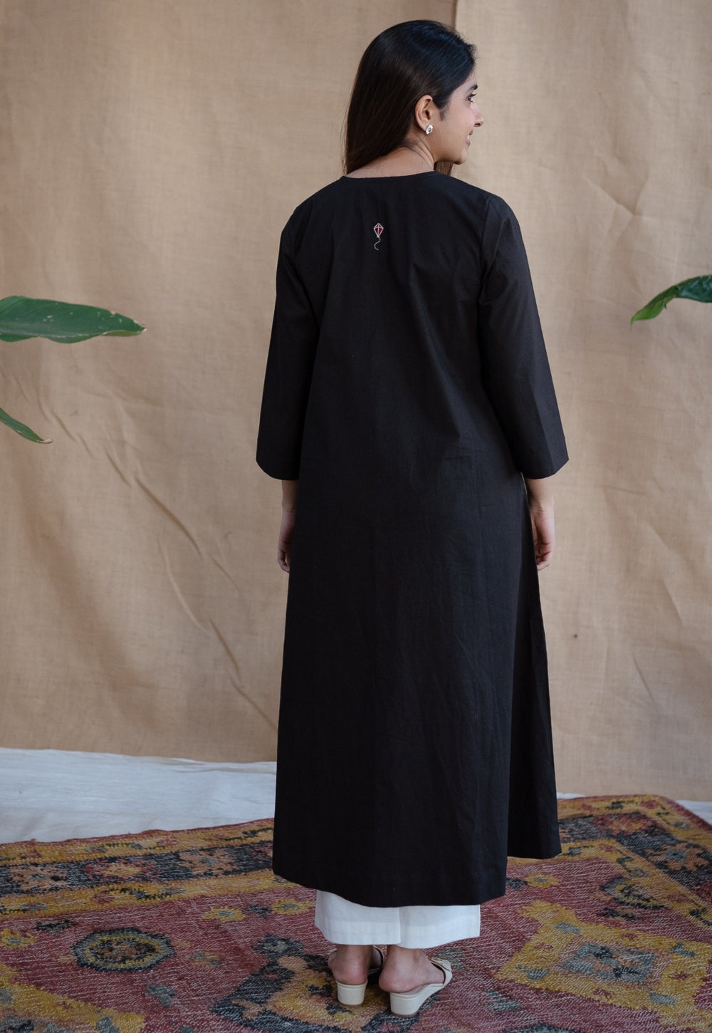 TIECO DyeVerse - Black Poplin Cotton Embroidered Kurta