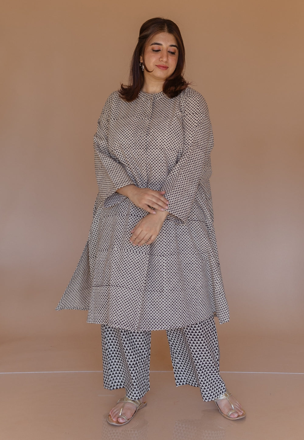 Ayaat Off White Bagru Cotton Anti-Fit Co-Ord Set