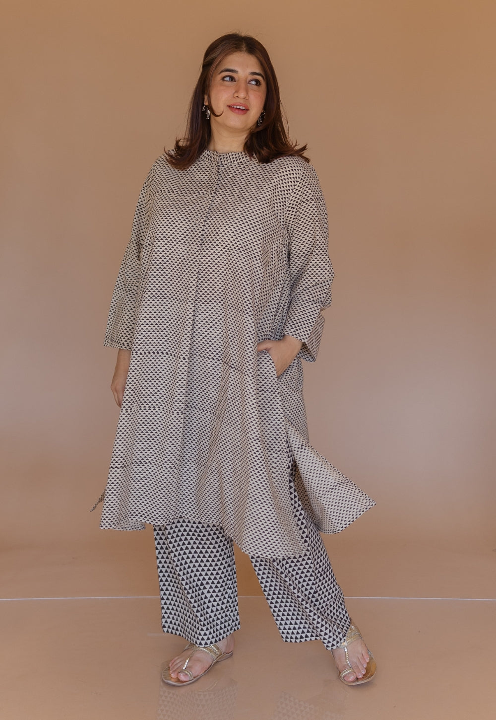 Ayaat Off White Bagru Cotton Anti-Fit Co-Ord Set
