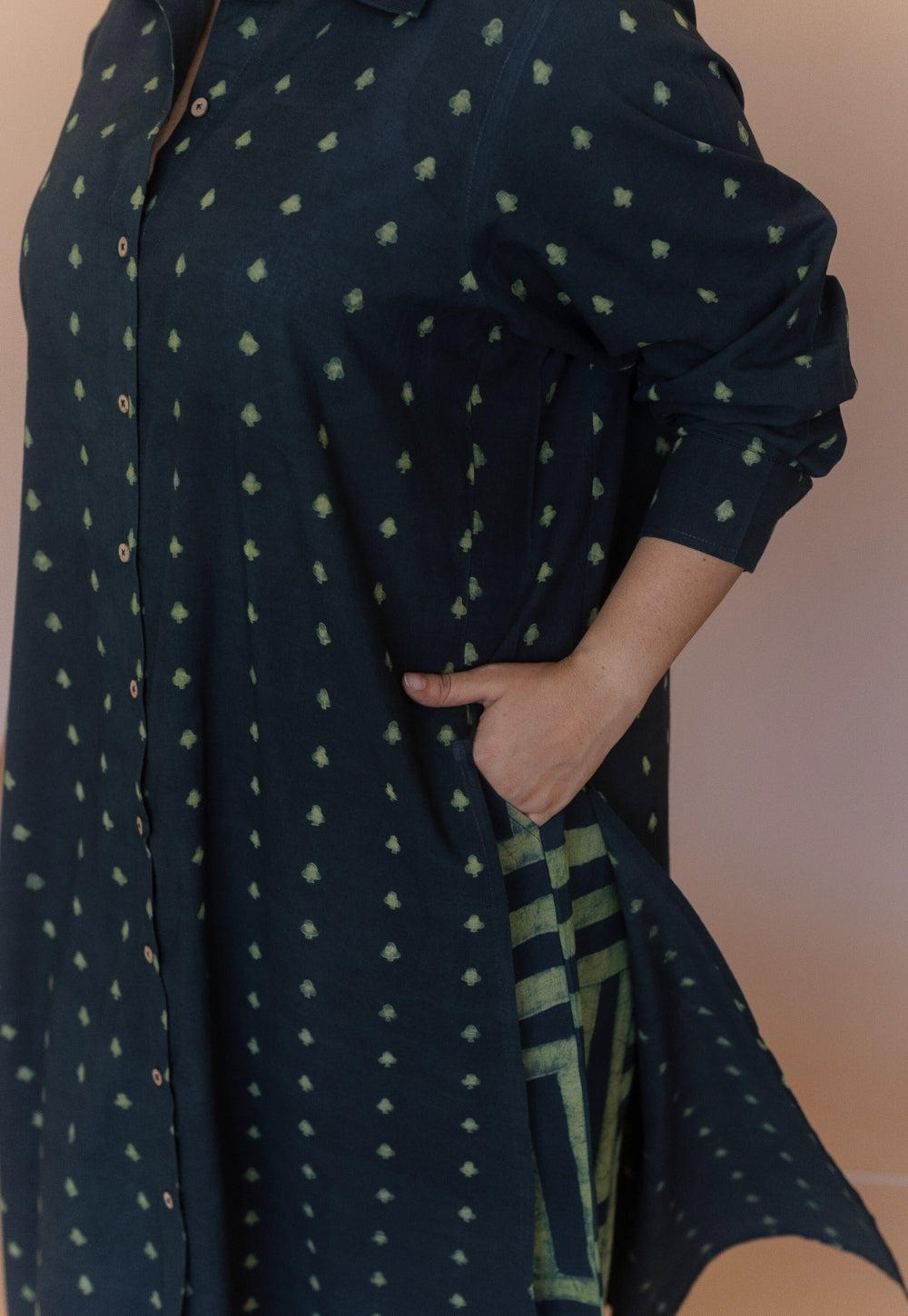 Anya Green Dabu Cotton Anti-Fit Kurta