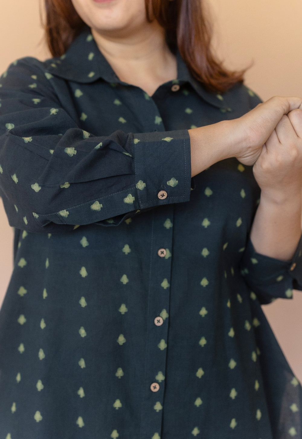 Anya Green Dabu Cotton Anti-Fit Kurta