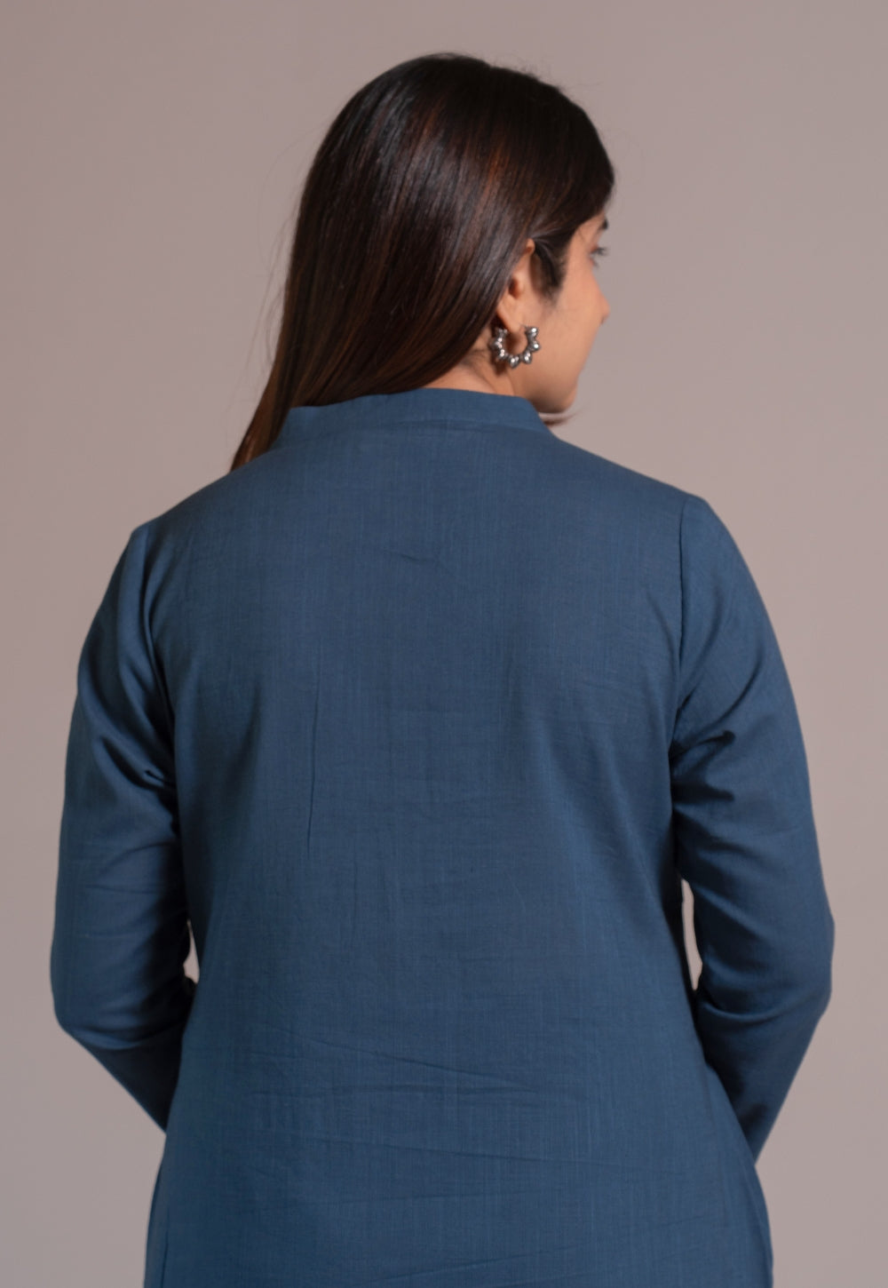 Indigo Solid Slub Cotton Straight Kurta - DyeVerse