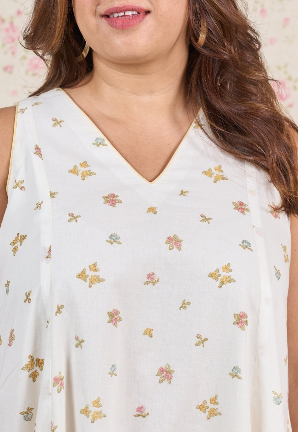 Sophia White Sanganeri Mul Cotton A Line Dress