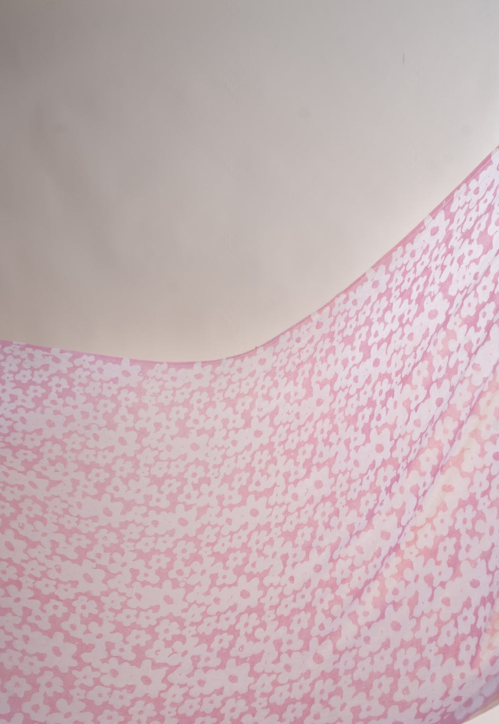 Pink Floral Batik Handblock Printed Mul Fabric