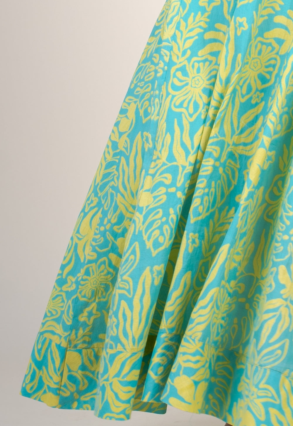 Mihira Blue Turquoise Printed Cotton A Line Dress