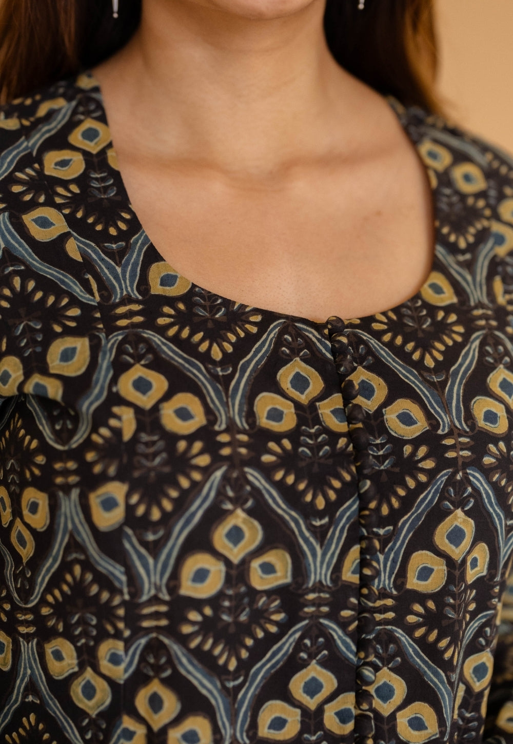 Akrita Black Ajrakh Cotton Kali Kurta