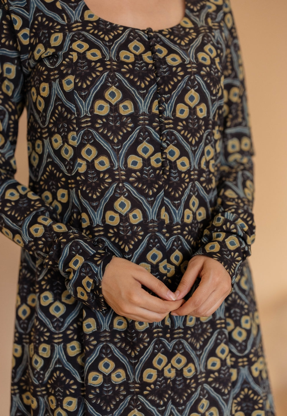 Akrita Black Ajrakh Cotton Kali Kurta