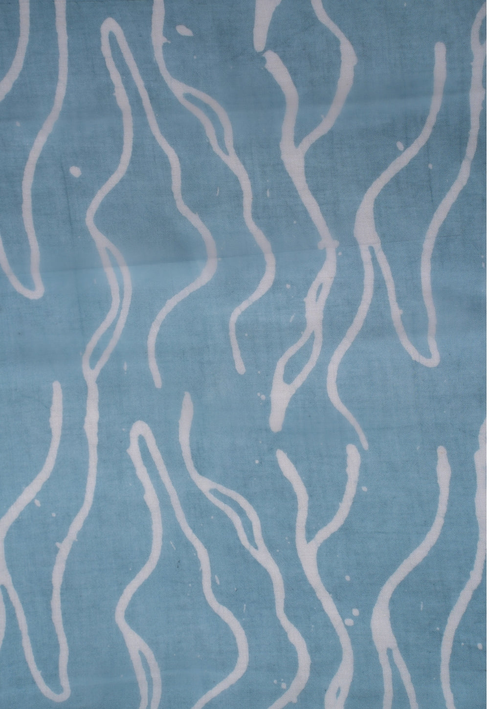 Blue Wave Pattern Batik Handblock Printed Mul Fabric