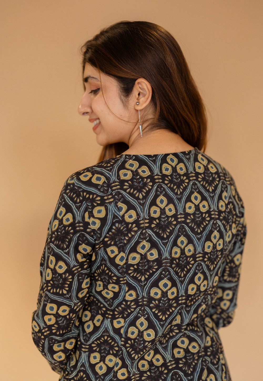Akrita Black Ajrakh Cotton Kali Kurta