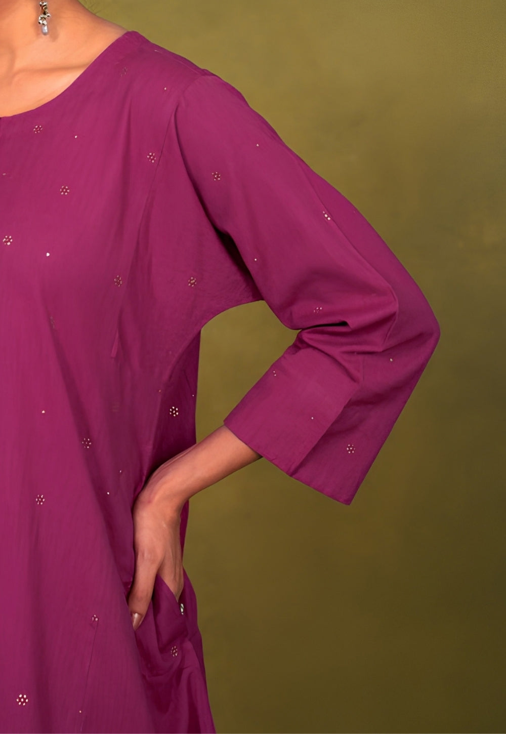 Alizah Pink Rogan Handblock Printed Cotton Jhabbha Kali Suit Set (Set of 3)