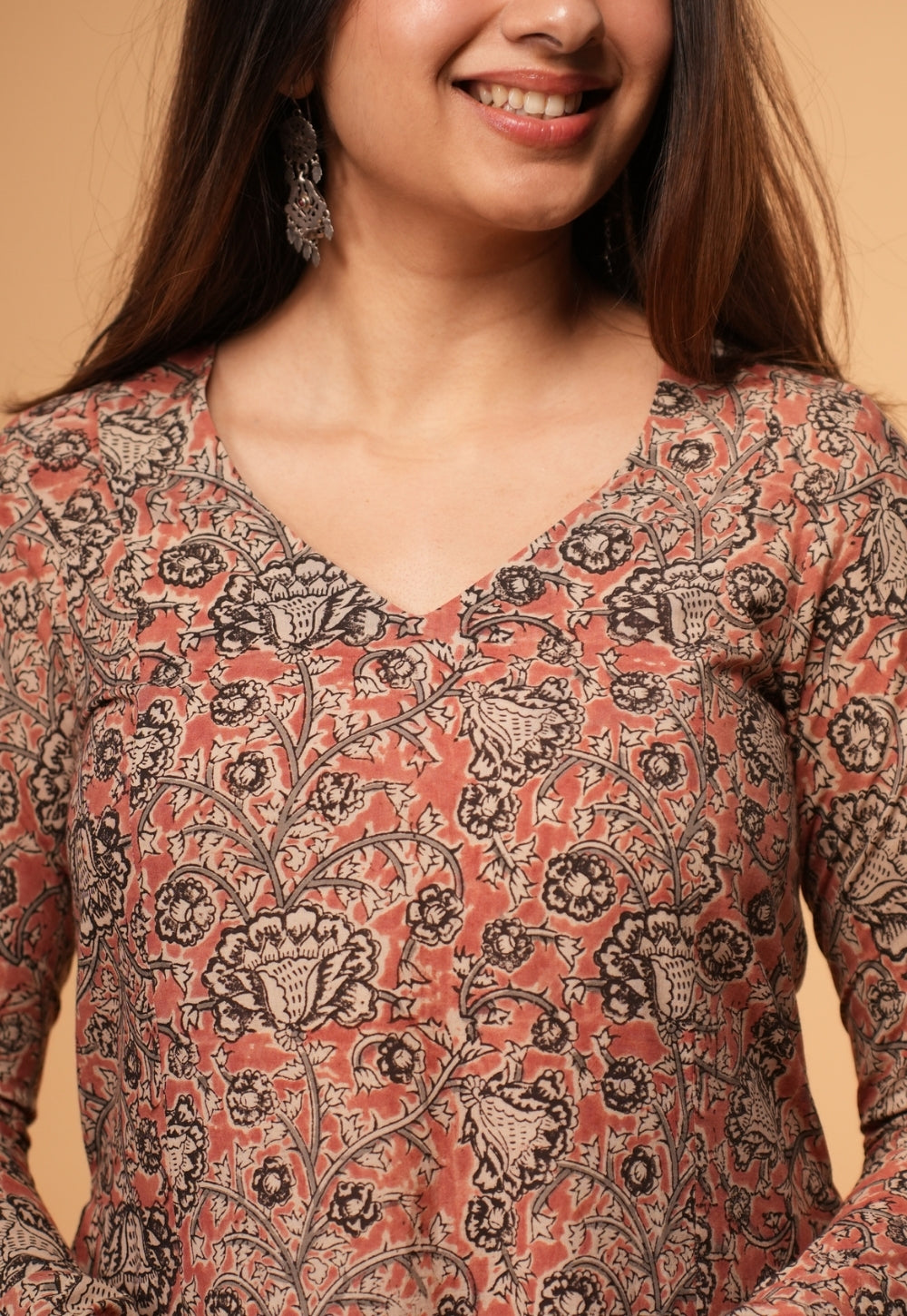 Huma Pink Kalamkari Cotton Kali Kurta