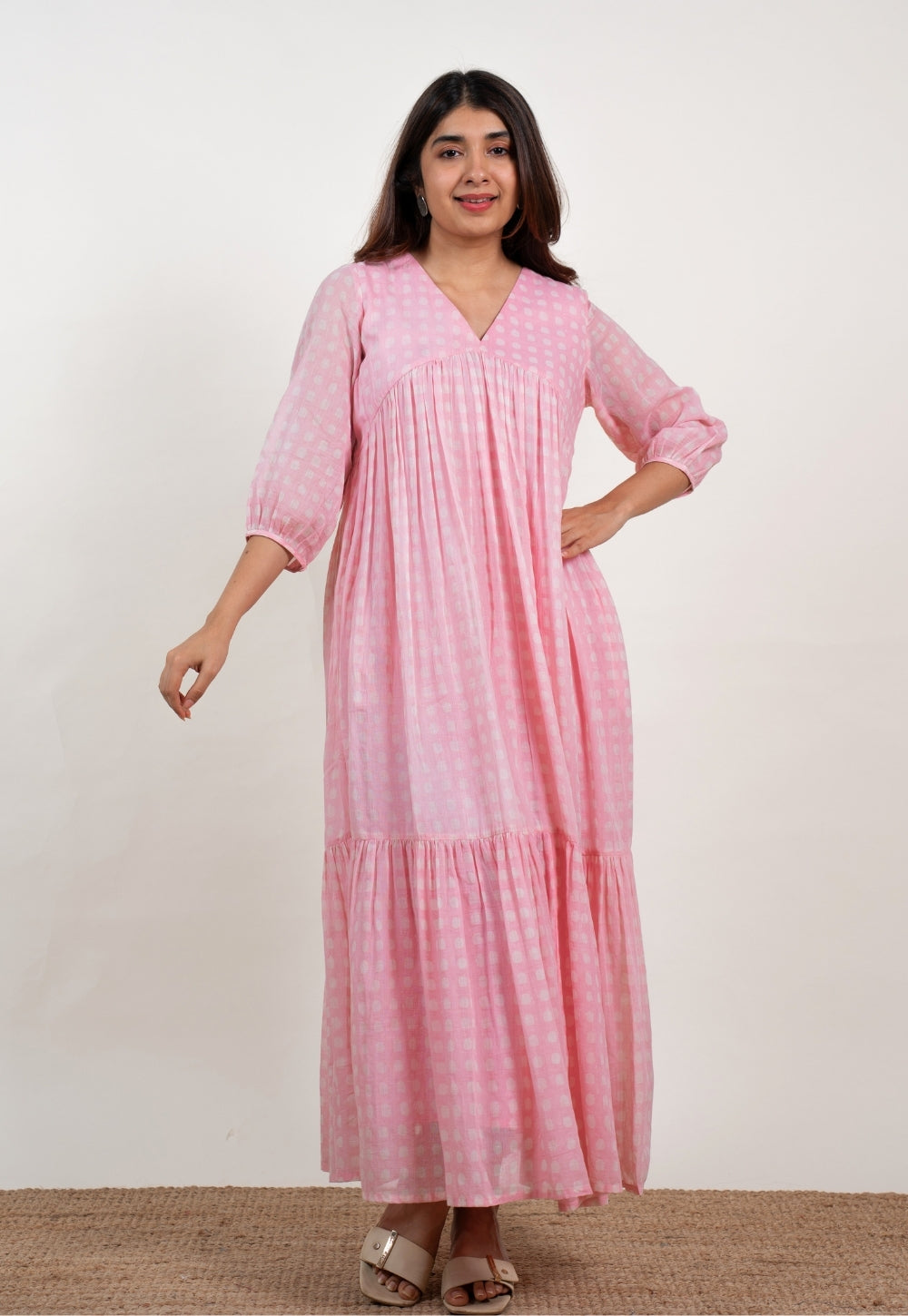 Alice Pink Batik MulMul A Line Dress