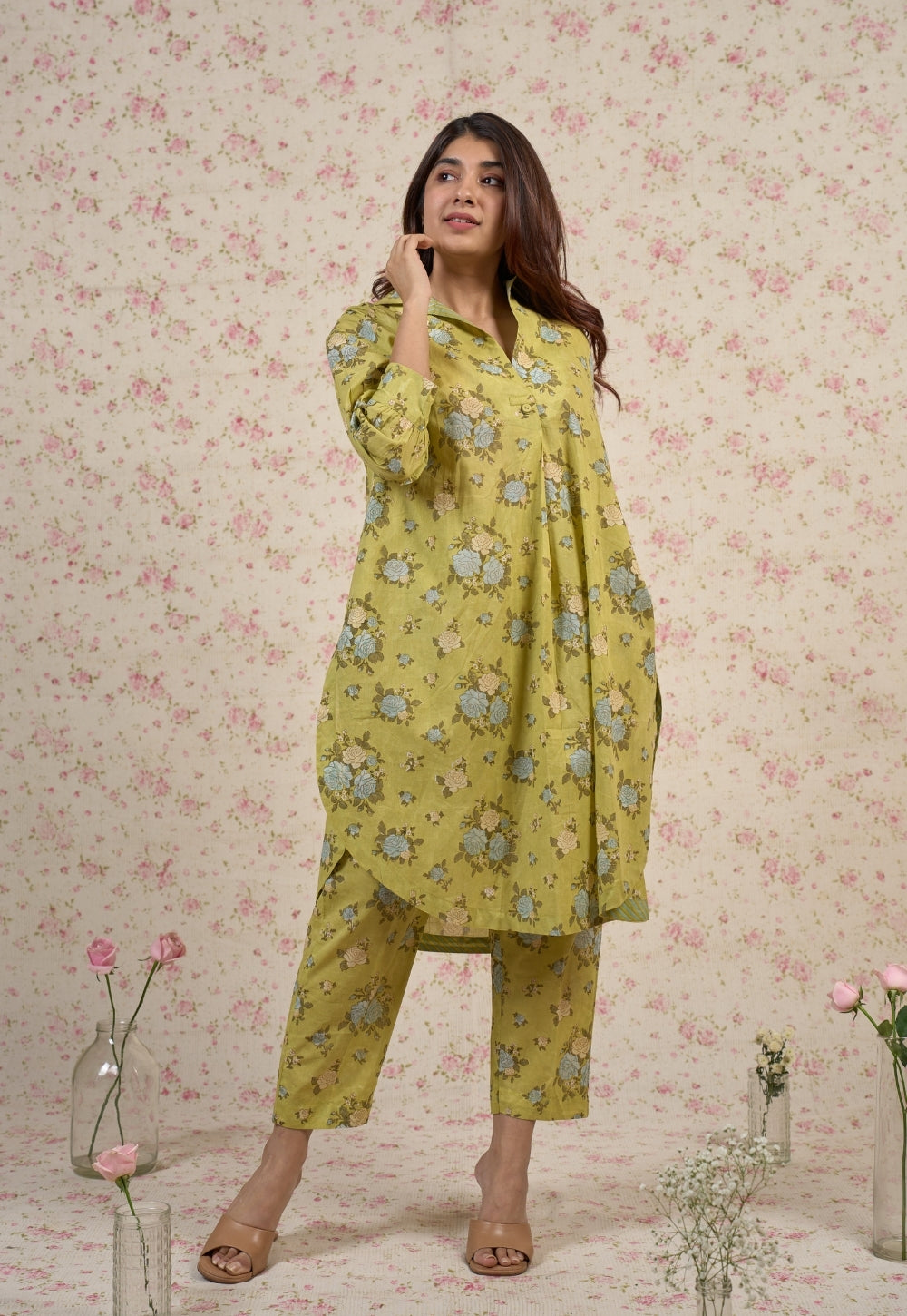 Grace Sanganeri Mul Cotton Straight Co-Ord Set