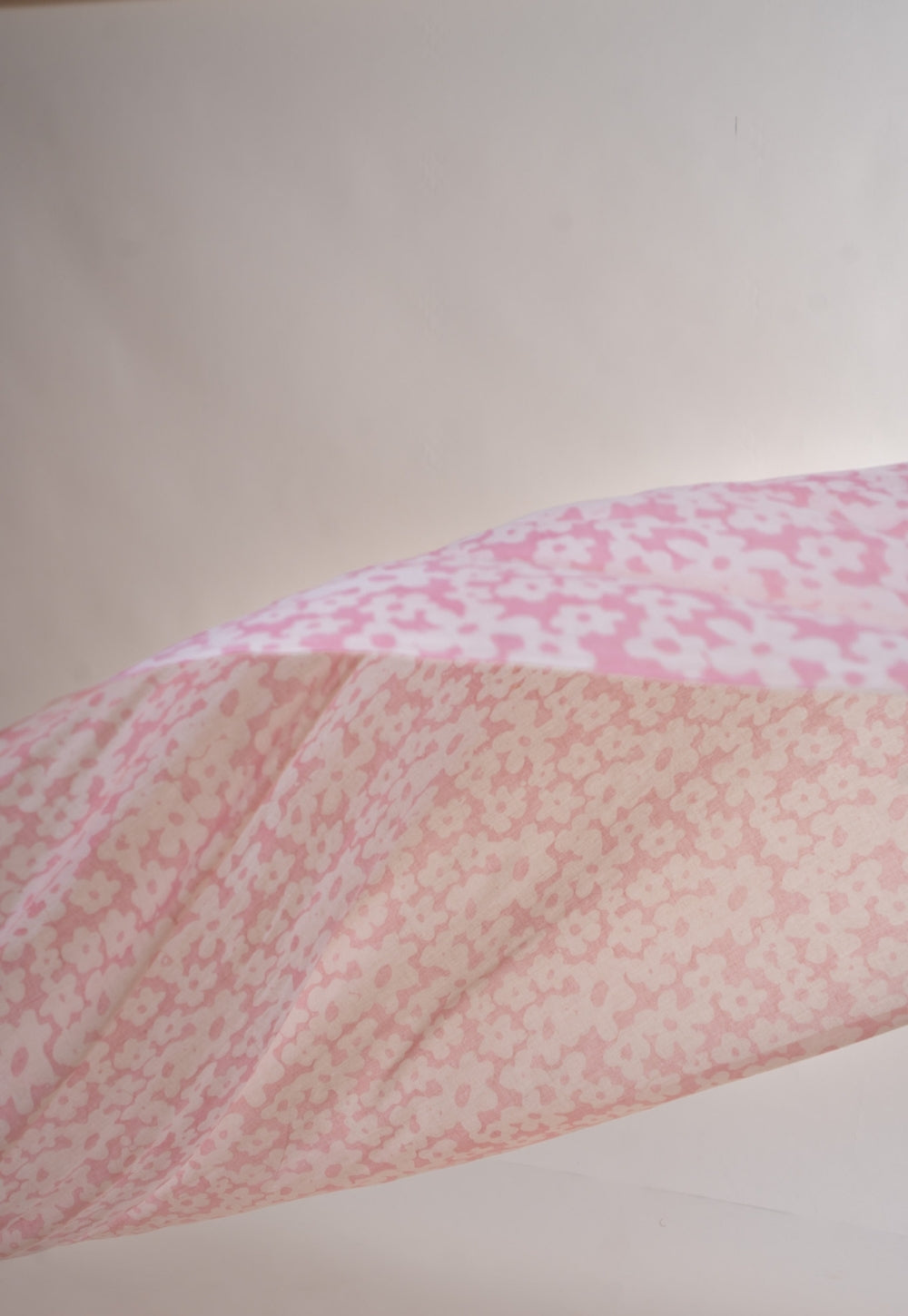 Pink Floral Batik Handblock Printed Mul Fabric
