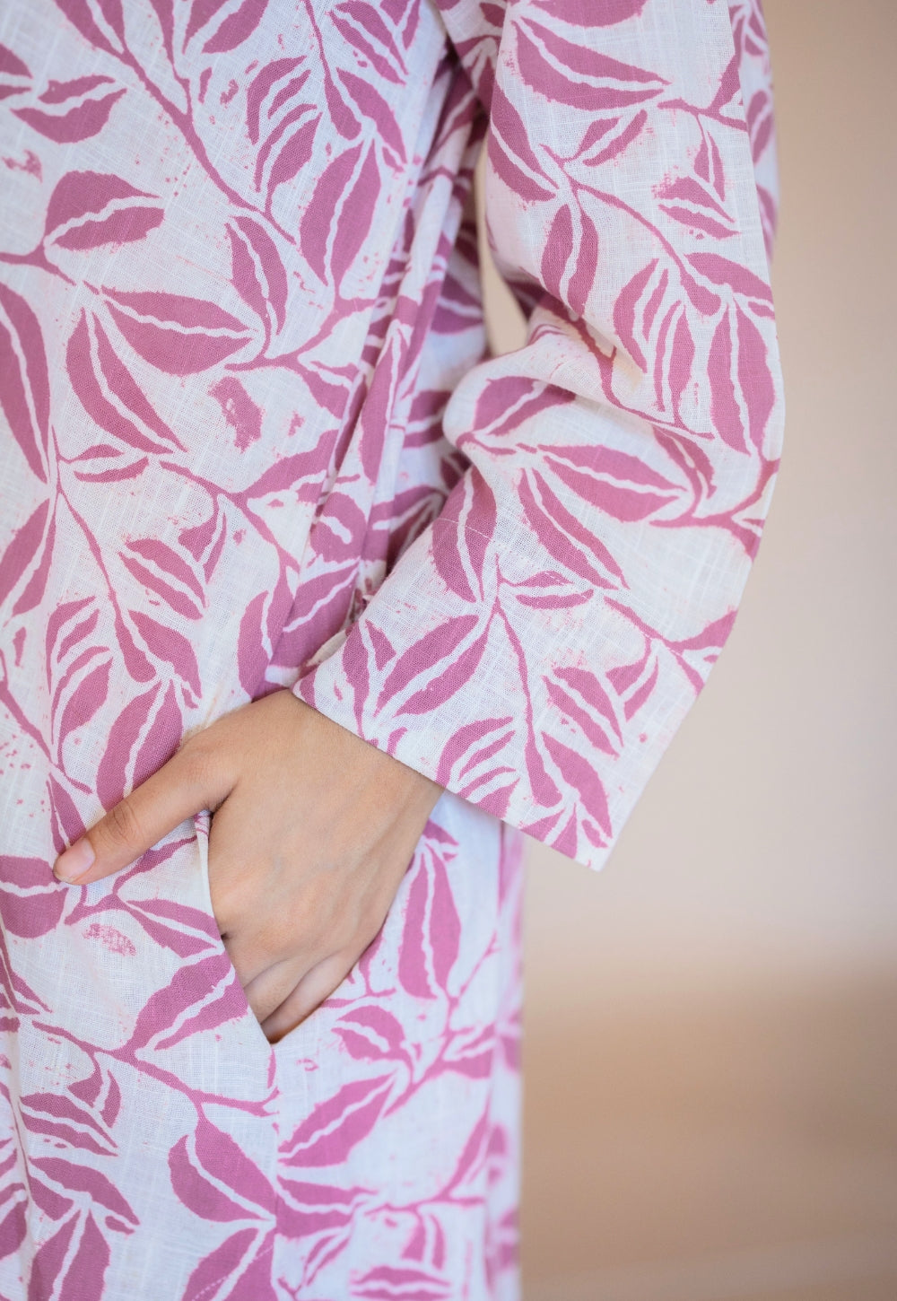 Ayaat Pink Hand Block Print Slub Cotton Straight Co-Ord Set