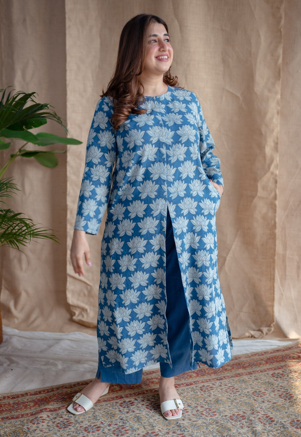 Zyra Dabu Slub Cotton Kurta