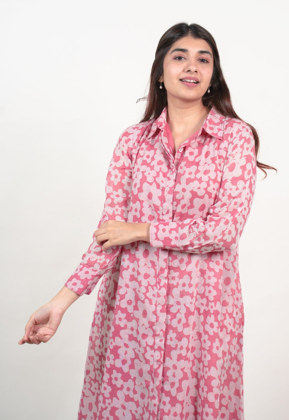 Samia Pink Batik MulMul A Line Dress