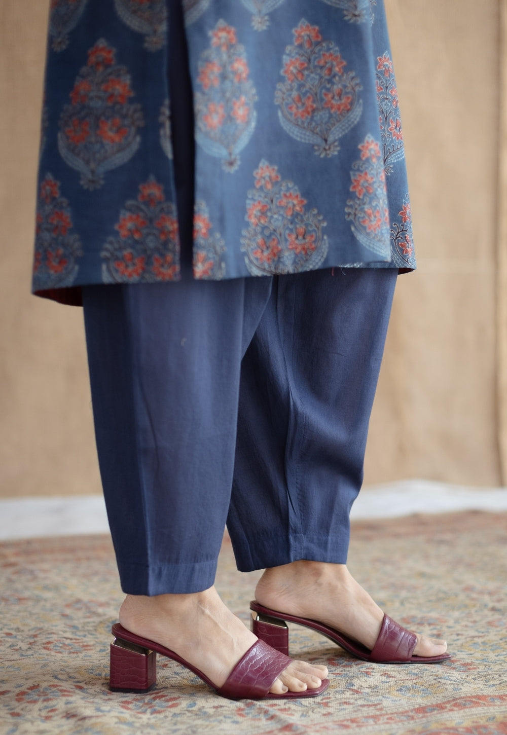 Saina Indigo Ajrakh Cotton Straight Kurta