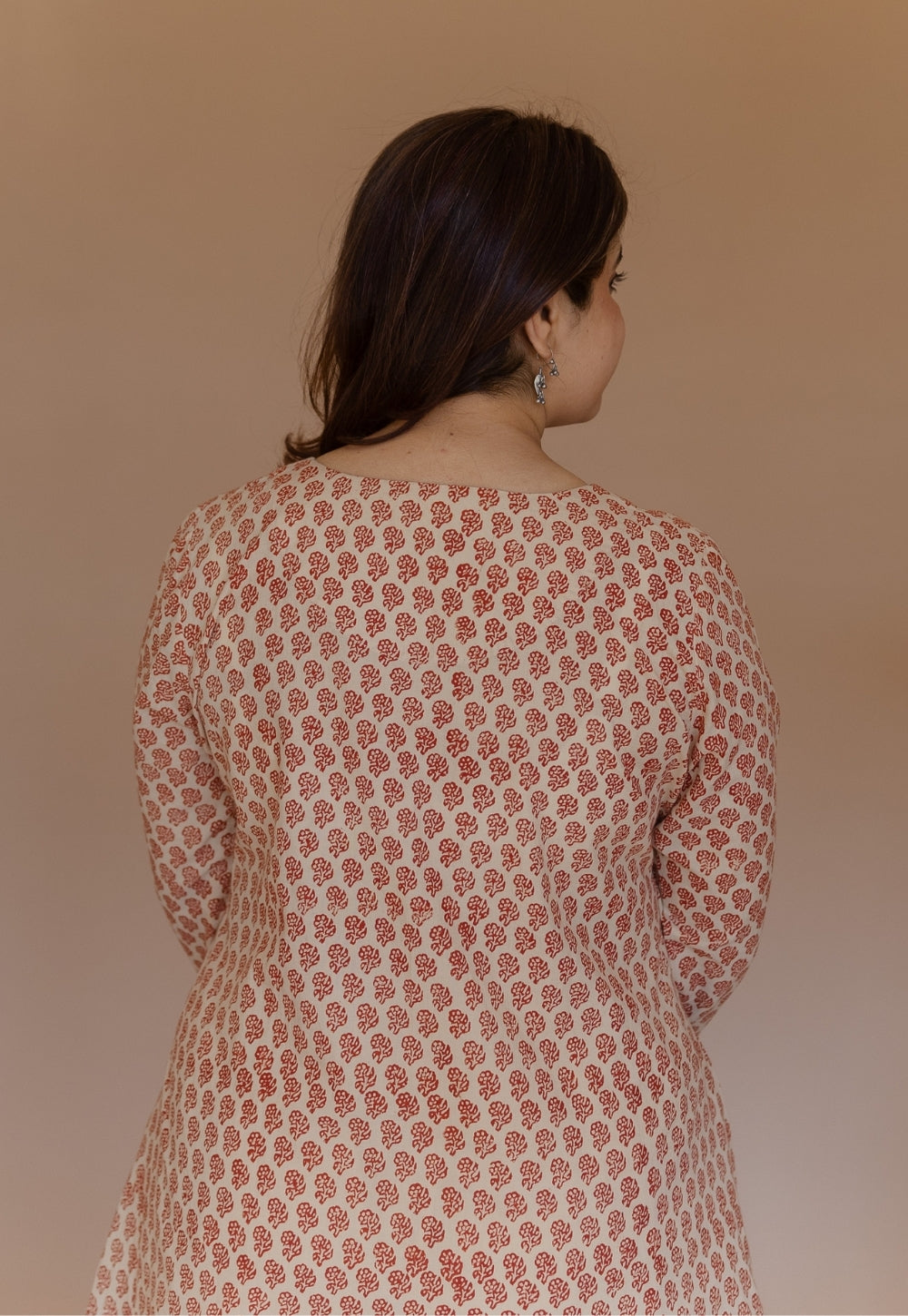 Shriya Red Bagru Cotton A Line Kurta