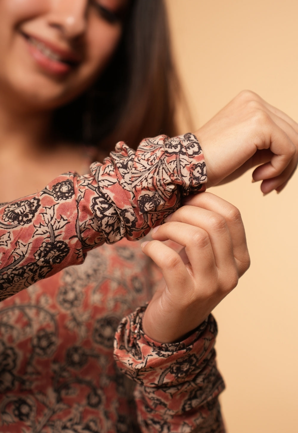Huma Pink Kalamkari Cotton Kali Kurta