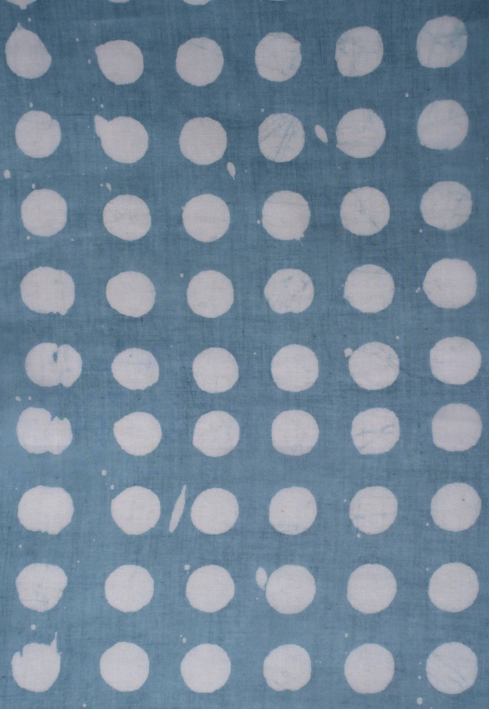 Blue Polka Dots Batik Handblock Printed Mul Fabric