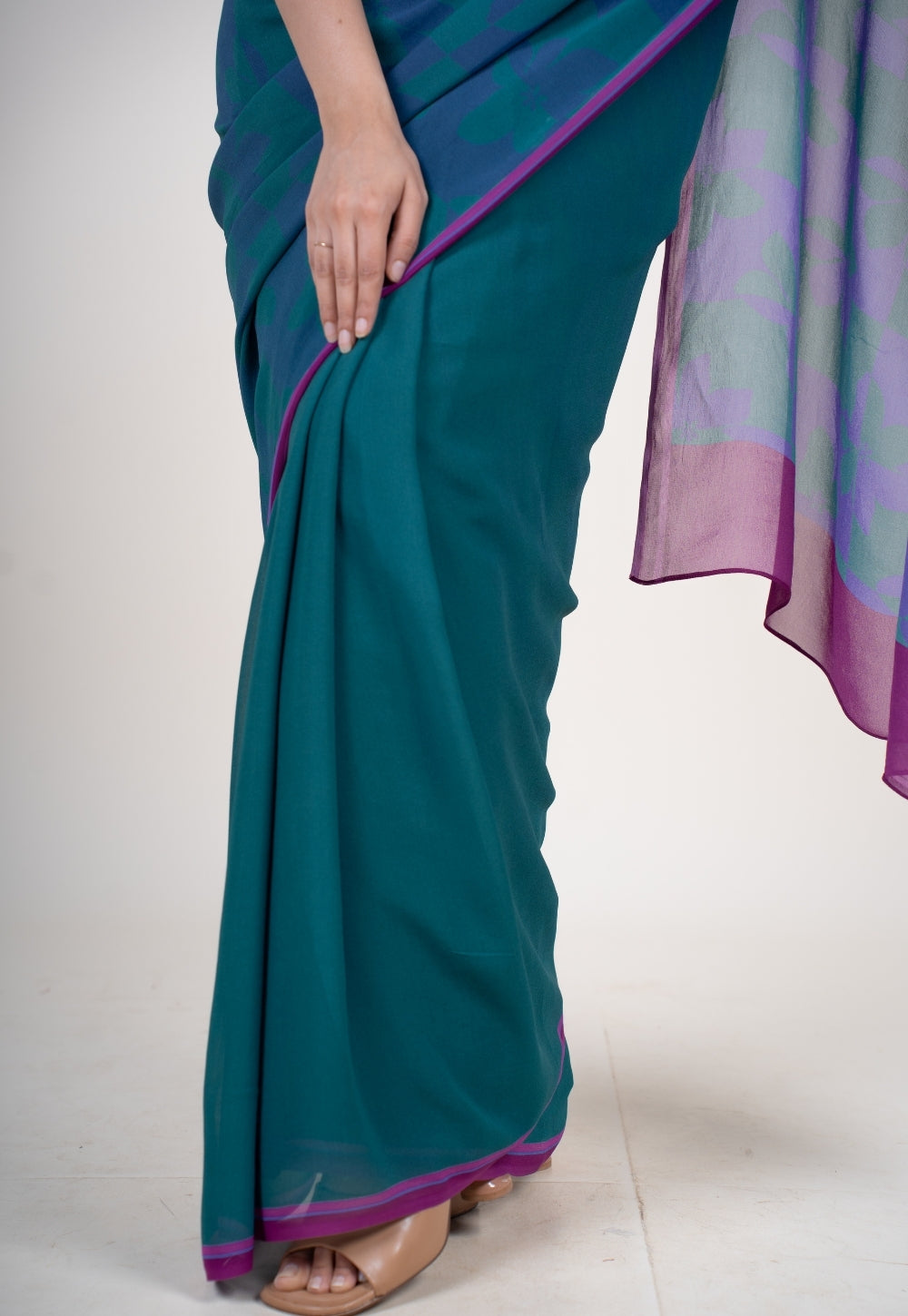 Ushika Purple Georgette Printed Saree