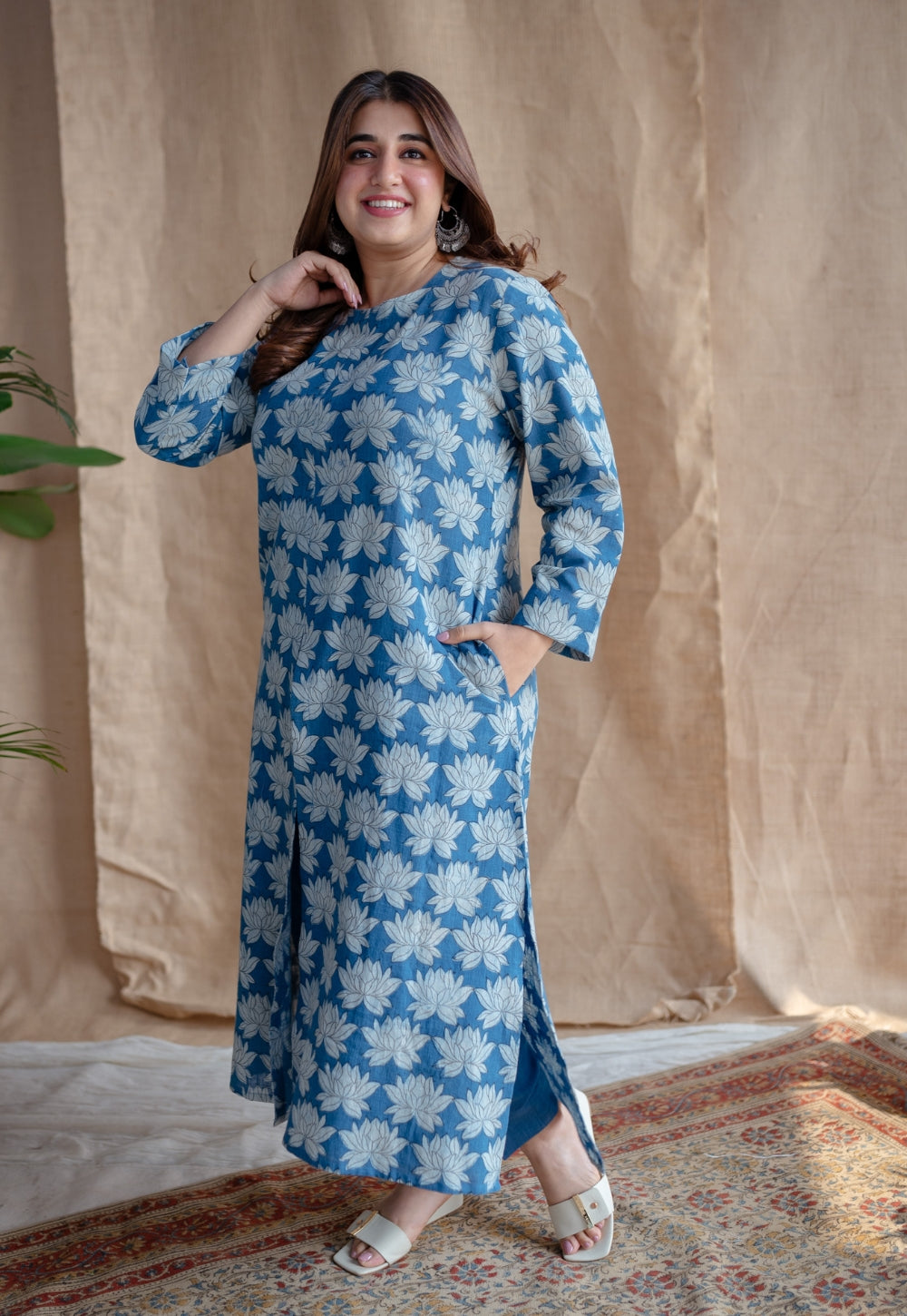 Zyra Dabu Slub Cotton Kurta