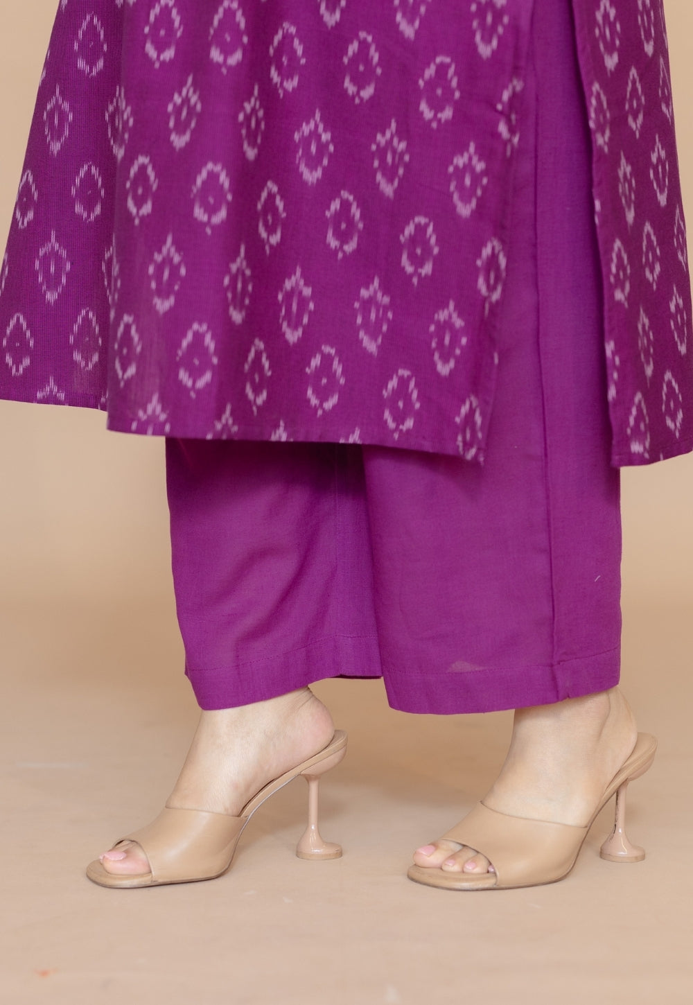 Avika Purple Handloom Ikkat Cotton Straight Kurta Set (Set of 2)