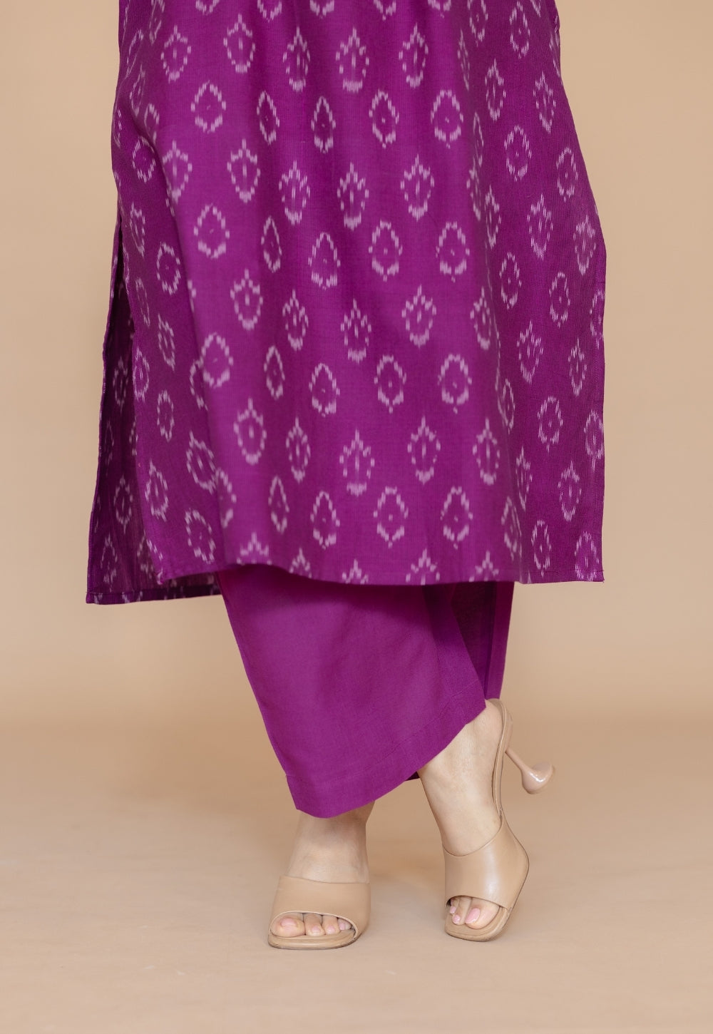 Avika Purple Handloom Ikkat Cotton Straight Kurta Set (Set of 2)