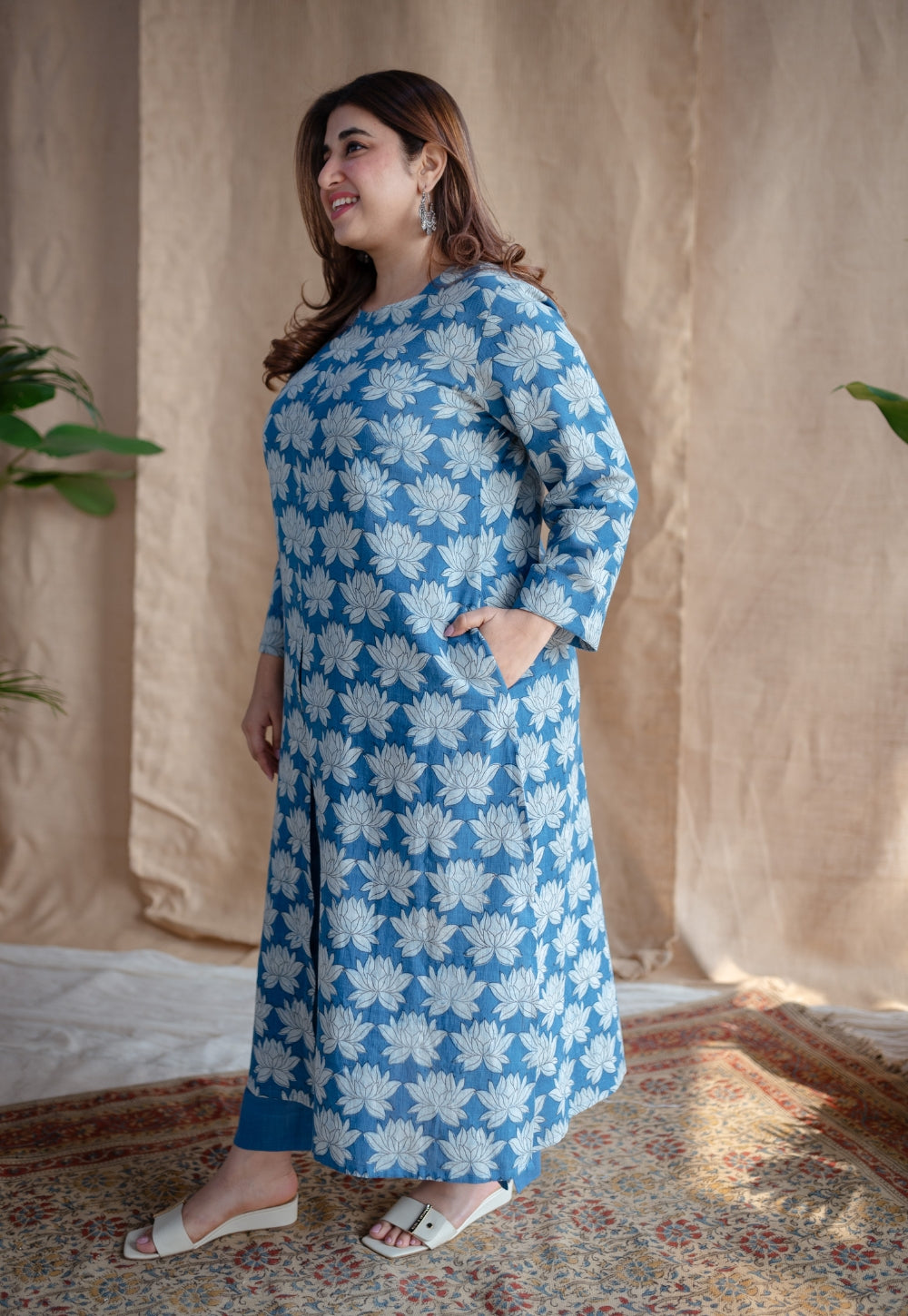Zyra Dabu Slub Cotton Kurta