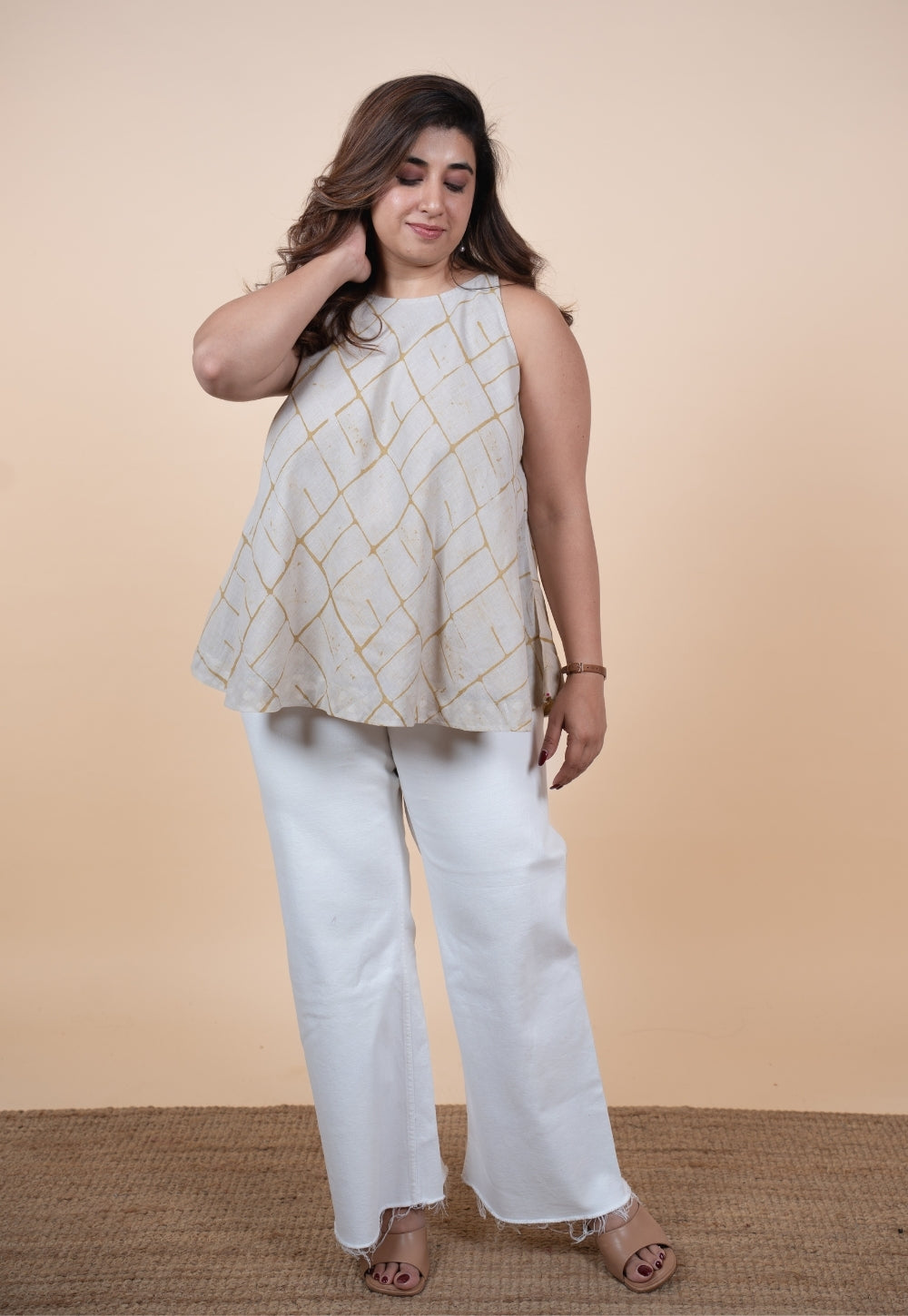 Parveen Green Batik MulMul A Line Short Top