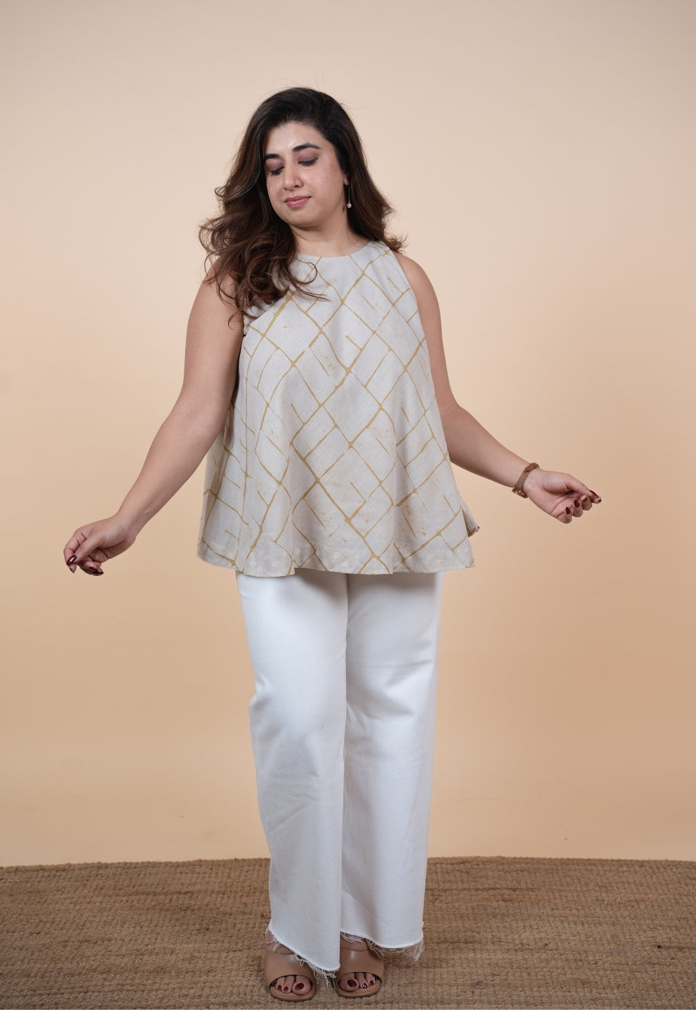 Parveen Green Batik MulMul A Line Short Top